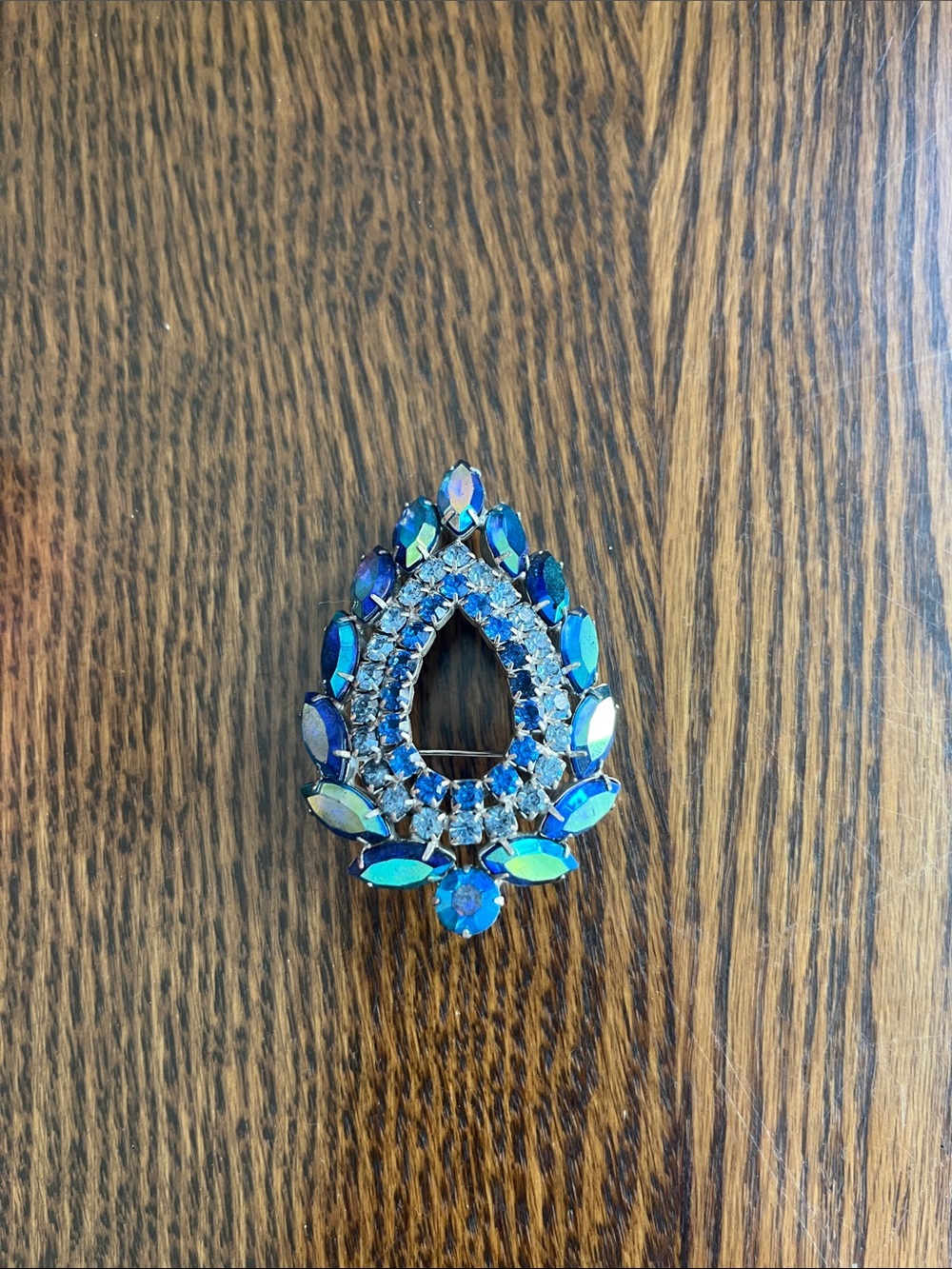 Blue Teardrop Crystal Brooch - Women's Jewelry